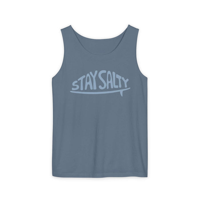 Blue Jean Stay Salty Surfboard Tank Top, 100% Ringspun US Cotton, Relaxed Fit, Comfort Colors 9360, Medium Fabric